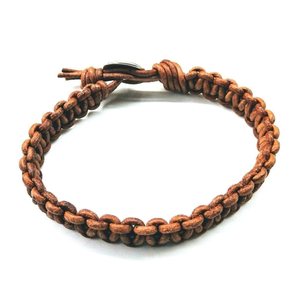 Large Men's Tree of Life Earth Colored Macrame Leather Bracelet