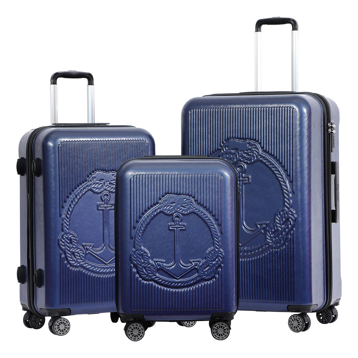 Biggdesign Ocean Hardshell Spinner Luggage Set - Navy Blue, 3 Piece