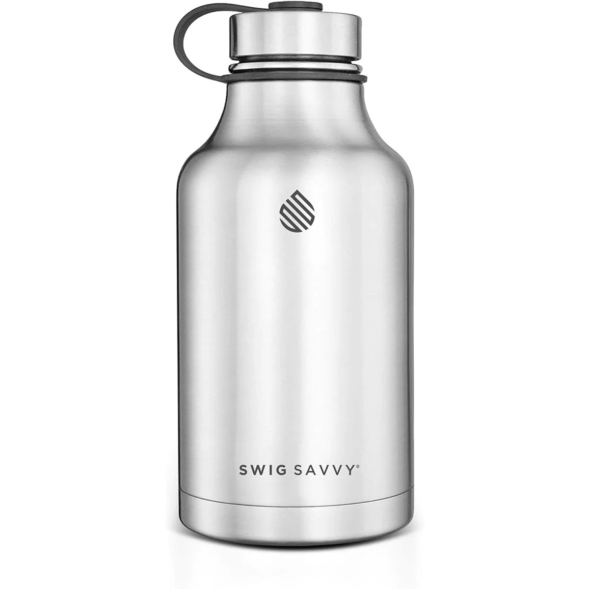 64Oz Sports Water Bottle (Silver) - Vacuum Insulated Stainless Steel with Leakproof Lid