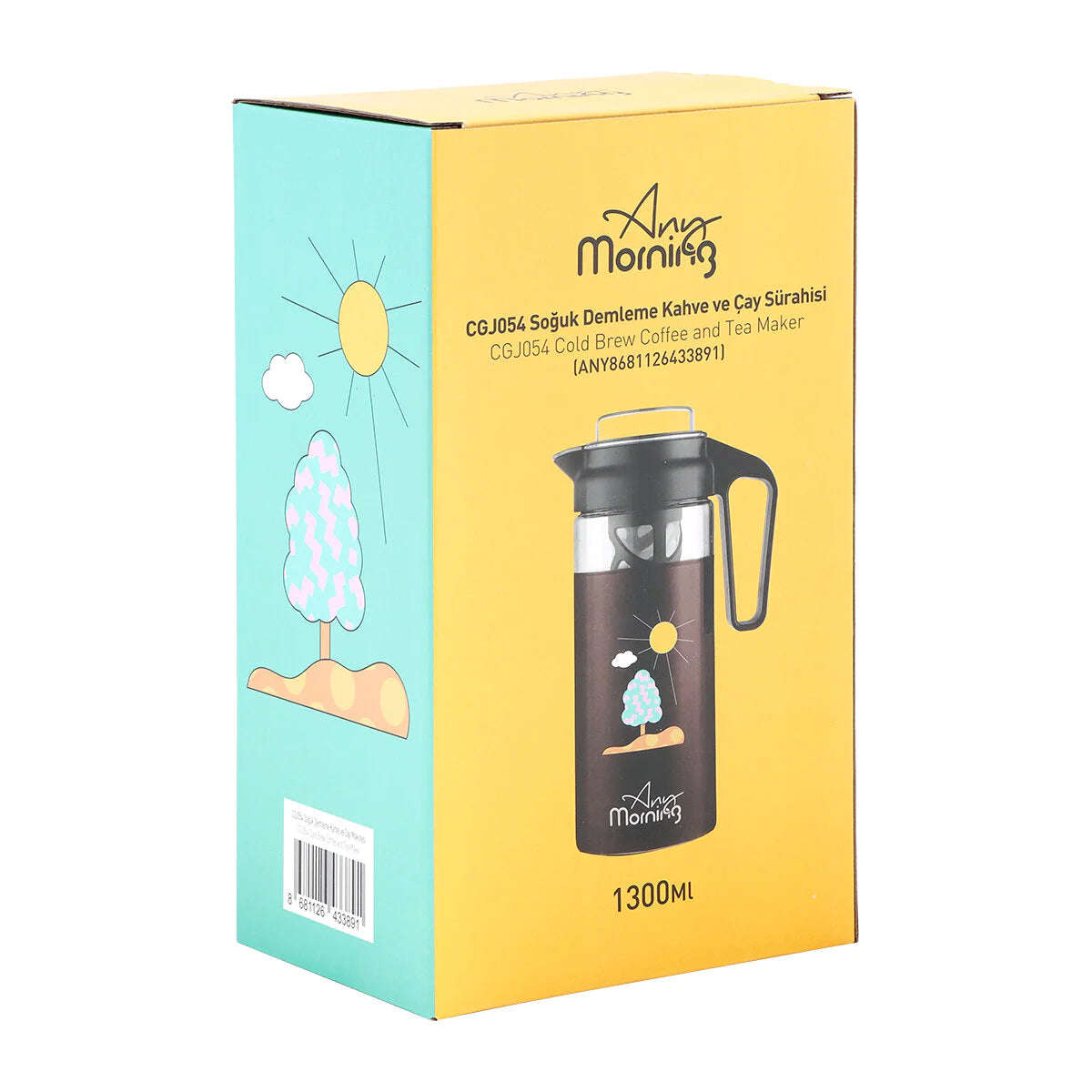 Any Morning Cold Brew Coffee Maker, Coffee Brewer for Ice Coffee & Ice Tea, 1300 Ml