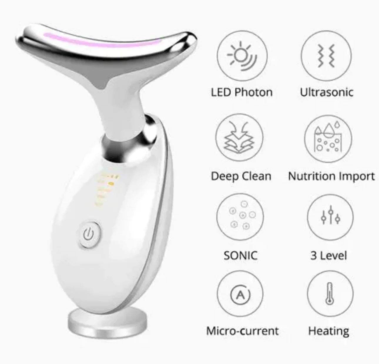 Wavy Chic Beauty Facial Massager: 7-Color Acne & Skin Firming Microcurrent Device for Face & Neck