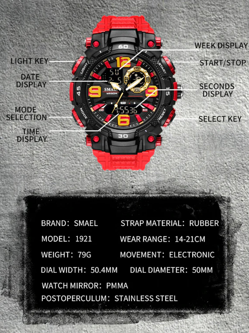 Military Men's Watch - Fashion Sport Outdoor G Wristwatch with Digital Stopwatch Functionality