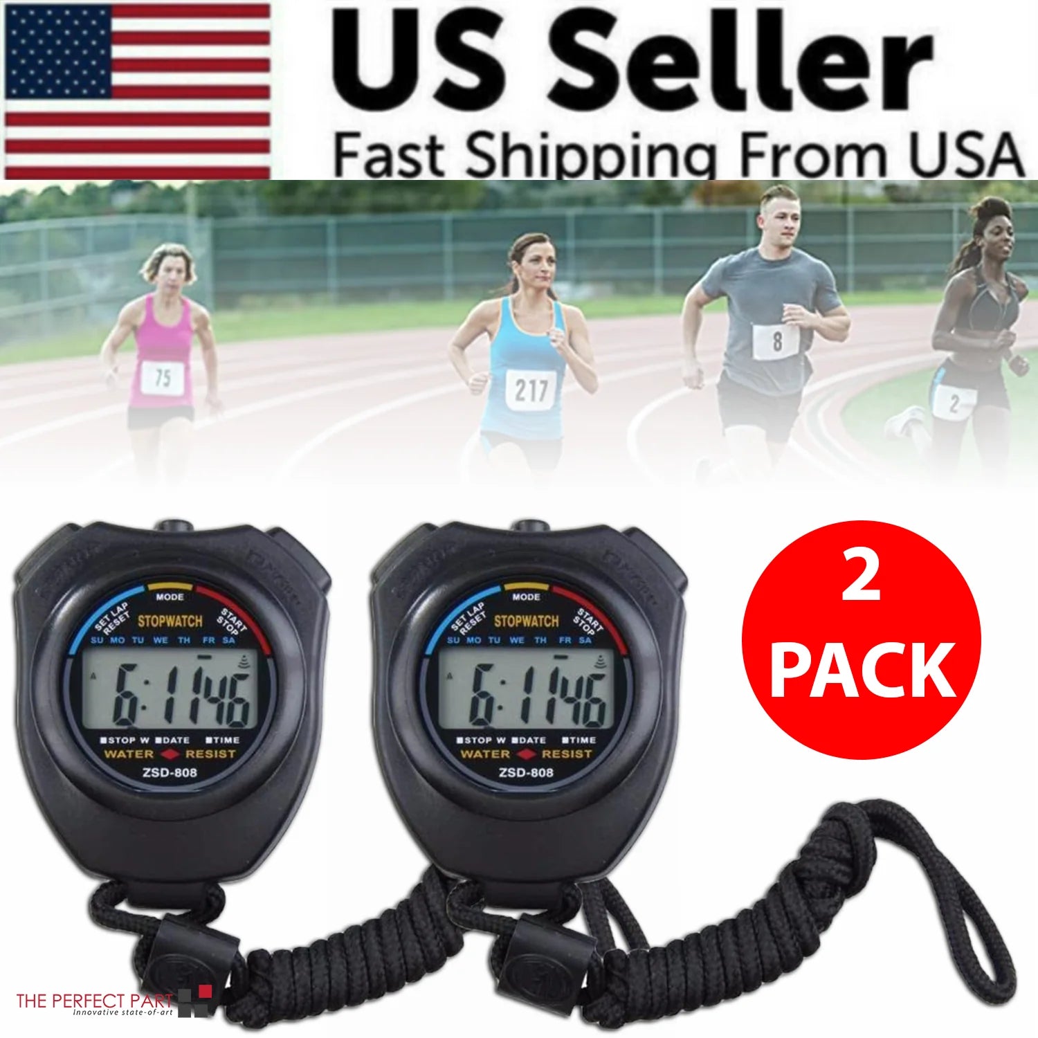 Digital Sports Stopwatch Set with Timer and Odometer