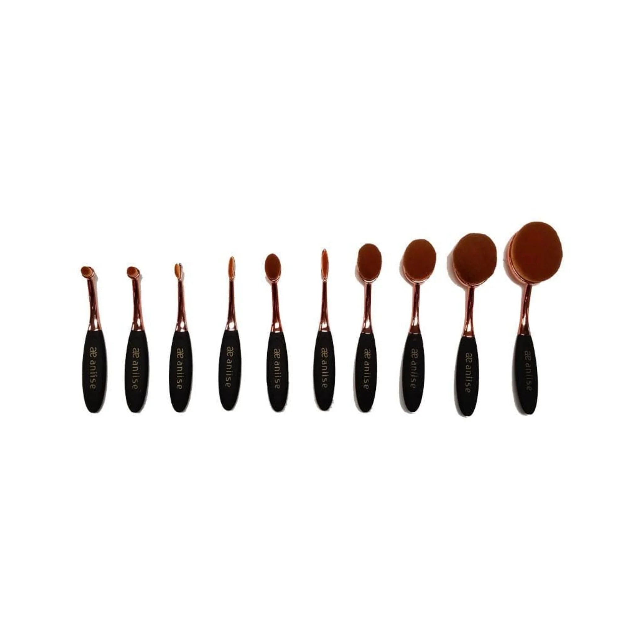 10-Piece Synthetic Oval Makeup Brush Set: Precision Beauty Tools