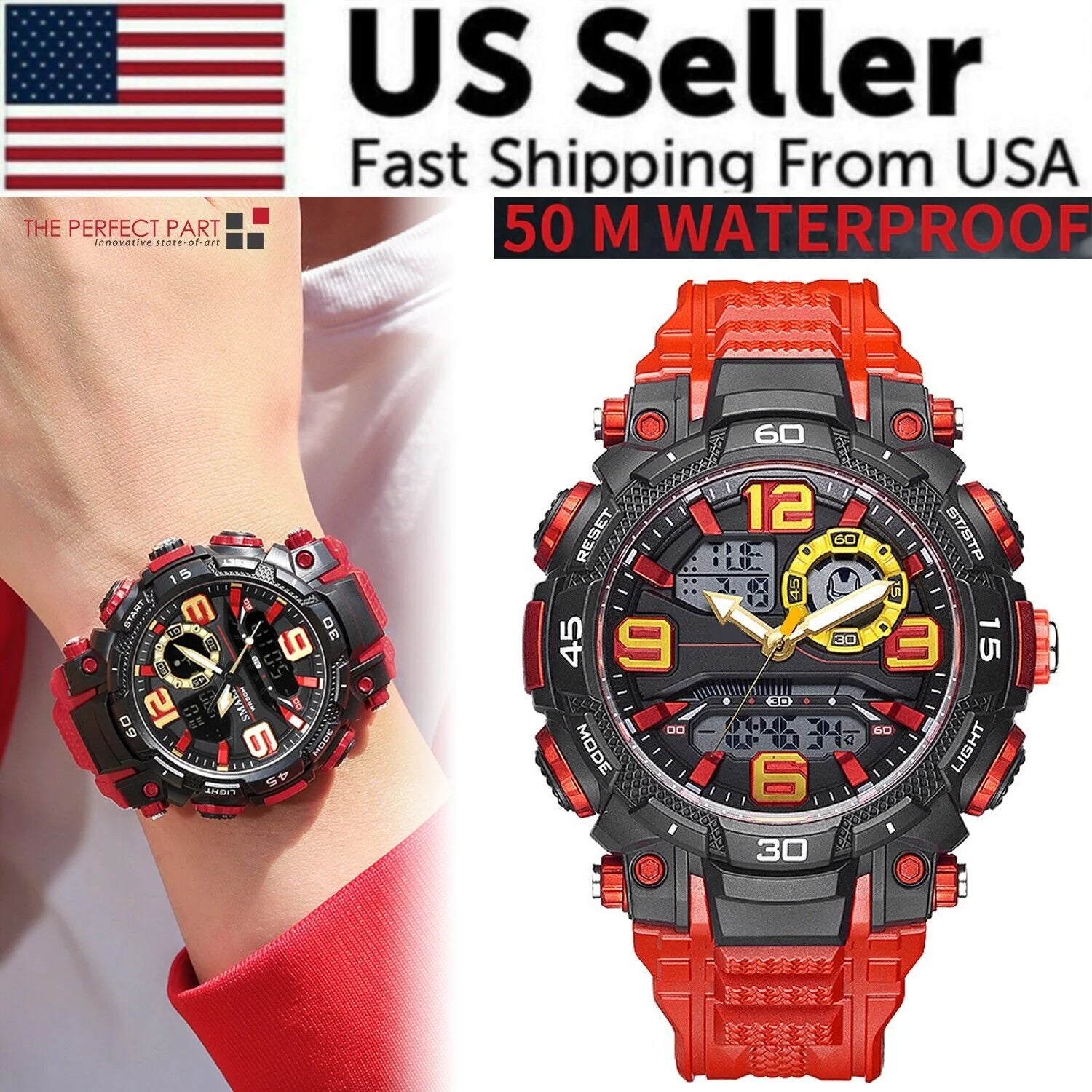 Military Men's Watch - Fashion Sport Outdoor G Wristwatch with Digital Stopwatch Functionality