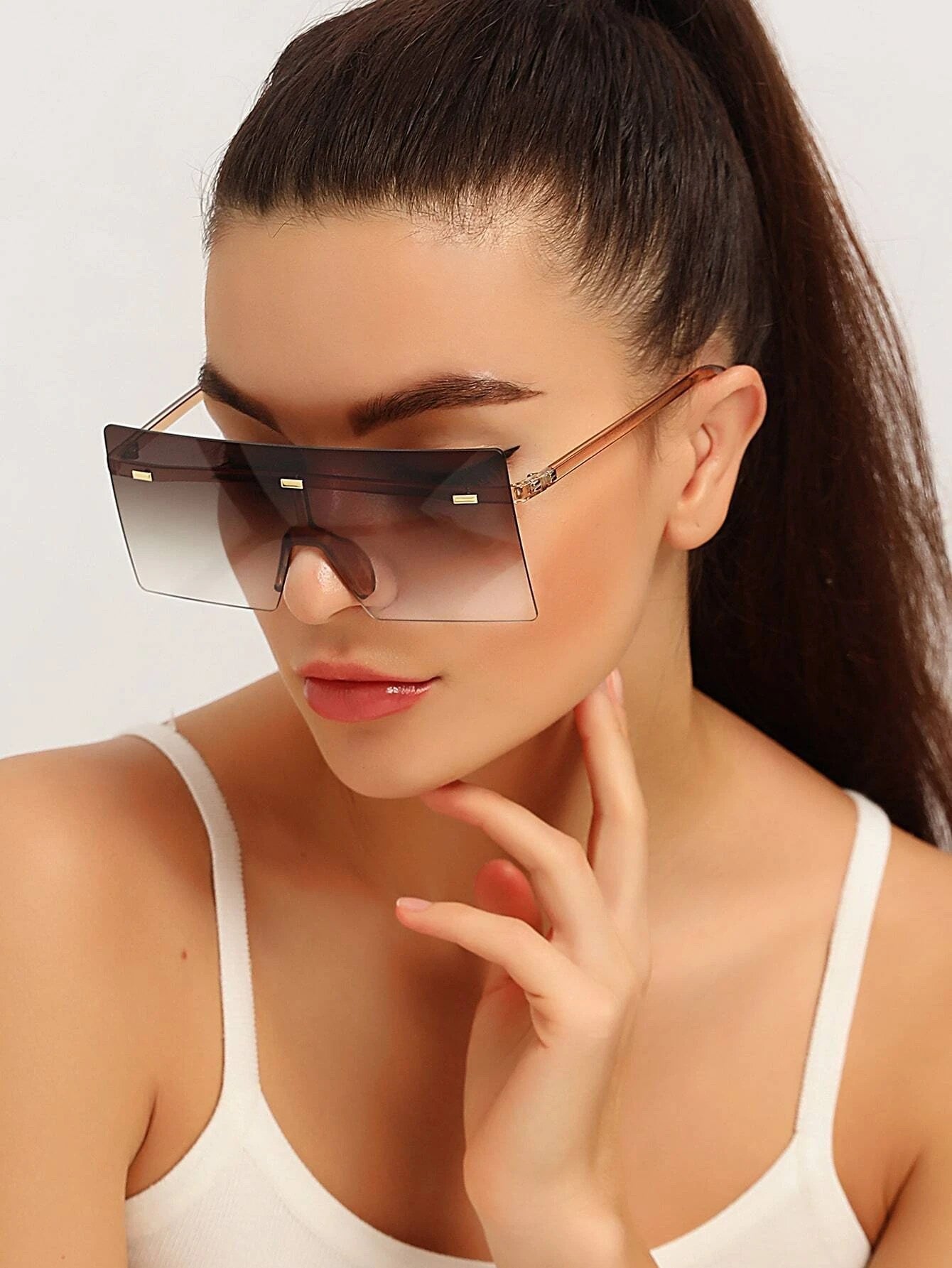 Lux Ombre Lens Flat Top Shield Sunglasses: Statement Eyewear for Ultimate Style