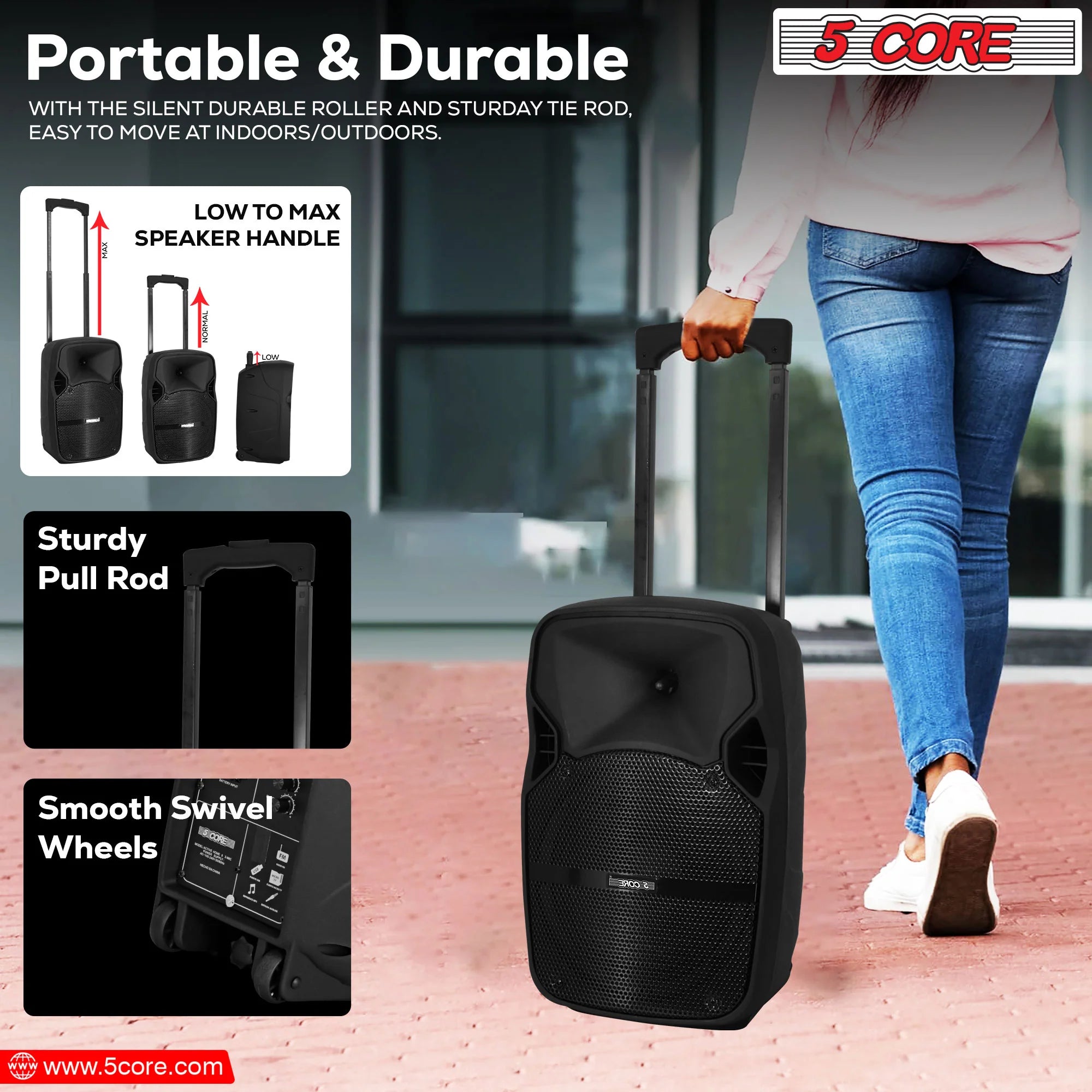 5 Core DJ Speakers 8" Rechargeable Powered PA System 250W Loud Speaker - Active Home 8 2-MIC