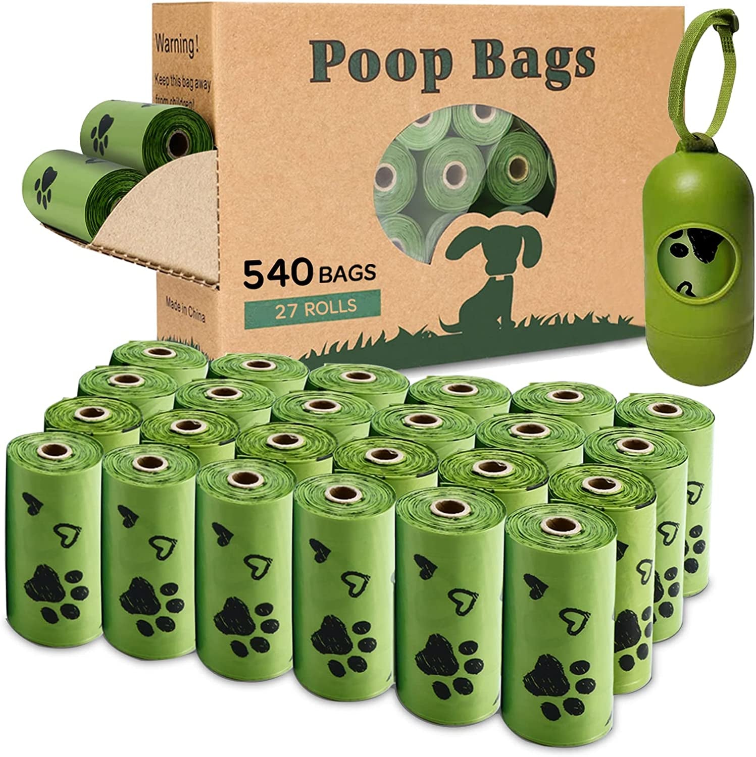 Biodegradable Dog Poop Bags: 720 Extra Thick, Leak-Proof Waste Bags with Dispenser - Scented (4 Mixed Colors Green Blue Yellow Pink)