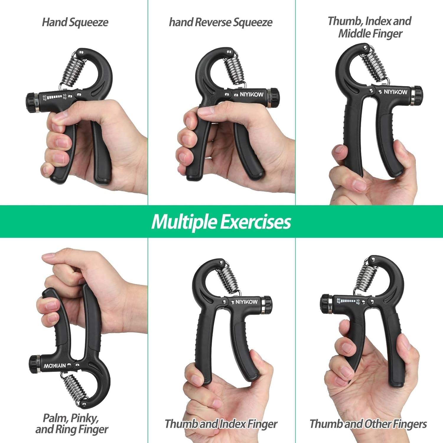 Grip Strength Trainer - Adjustable Resistance 22-132 lbs (10-60 kg) Hand Grip Strengthener for Forearm Strength and Hand Injury Recovery - Ideal for Musicians, Athletes, and Rehabilitation