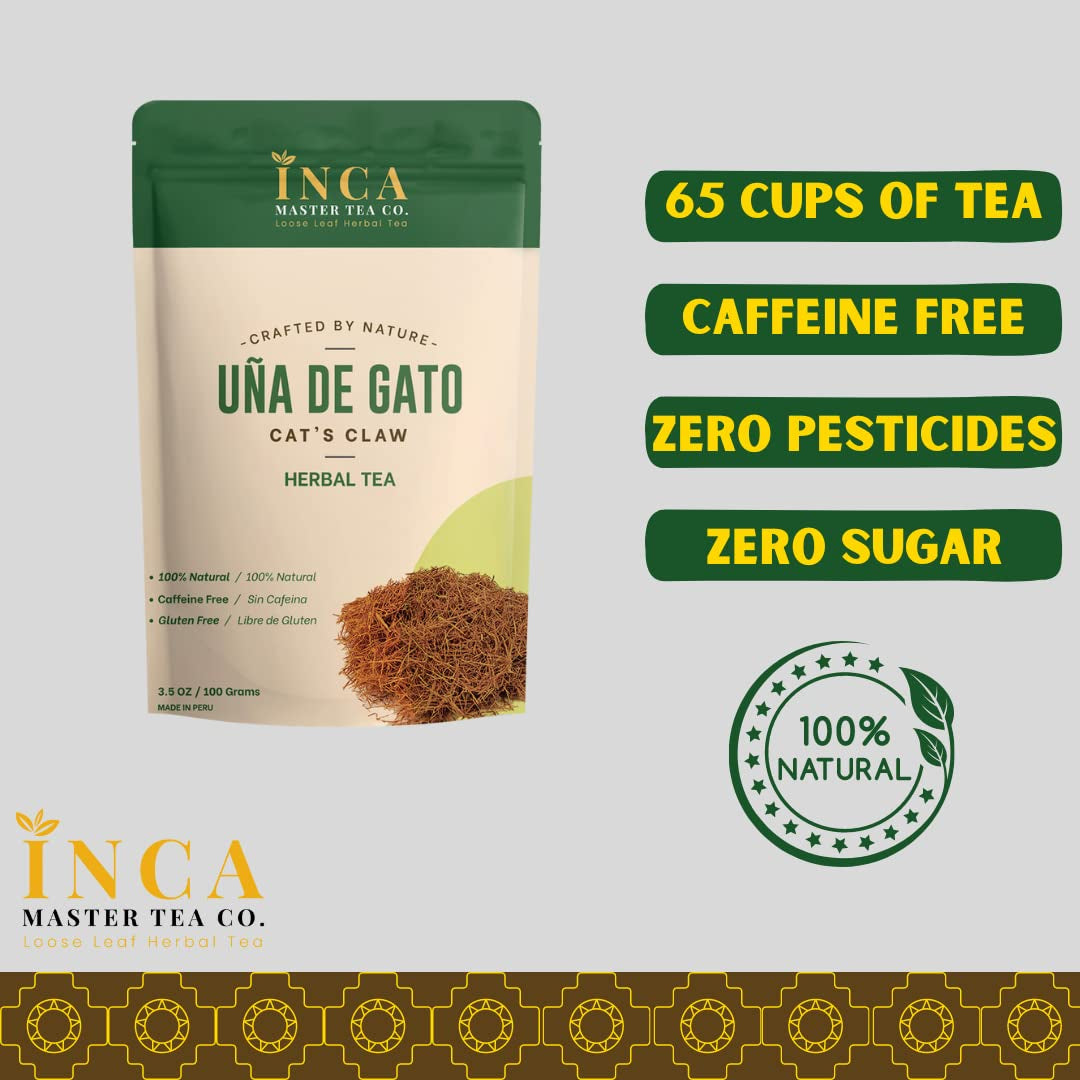 Una de Gato (Cat's Claw) Loose Herbal Bark Tea, Natural Catclaw from Peru, 100g (3.5 oz)