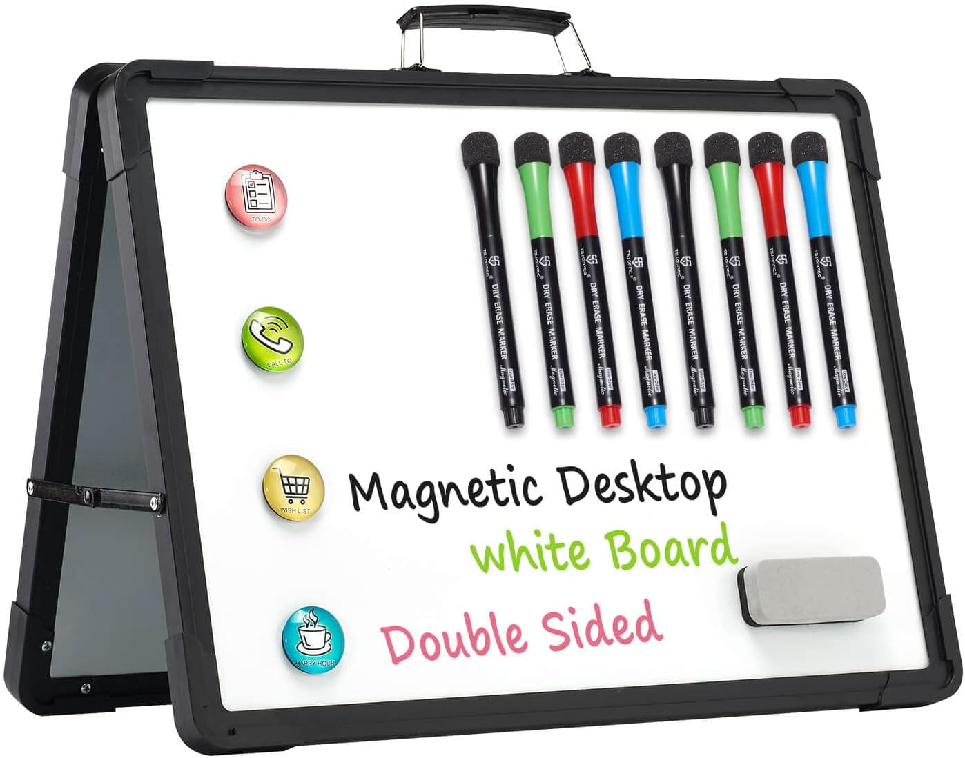 Portable Magnetic Small Whiteboard - 12 x 16 Inches, Foldable Desktop Easel with 4 Sides, Ideal for Students, Office, School, and Home Use