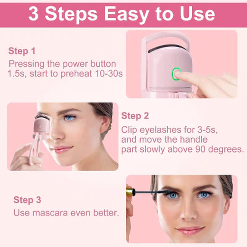 Ultraglow Electric Eyelash Curler: Long-Lasting Curl for Perfectly Defined Lashes - Professional Makeup Essential Kit