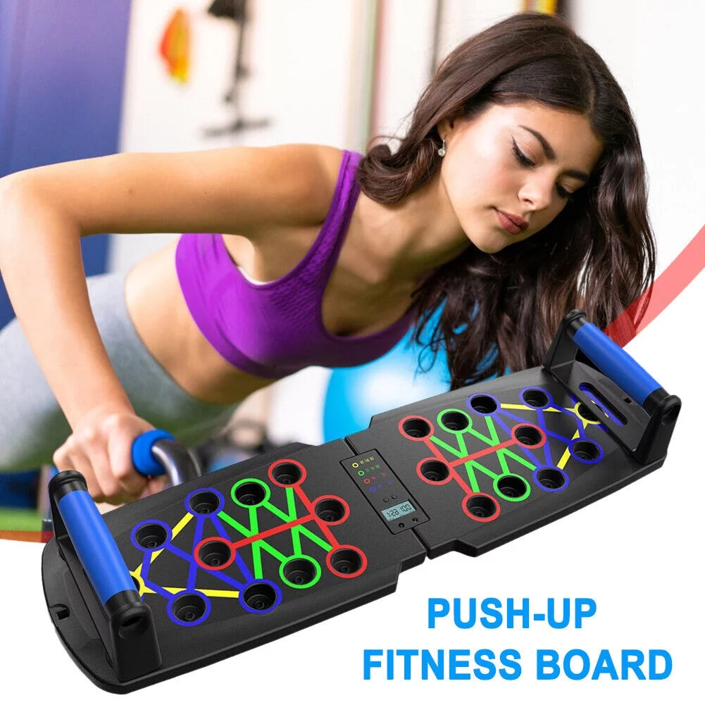 Portable Multi-Function Foldable 10-in-1 Push-Up Board with Timer - Professional Push-Up Strength Training Equipment for Floor Exercise