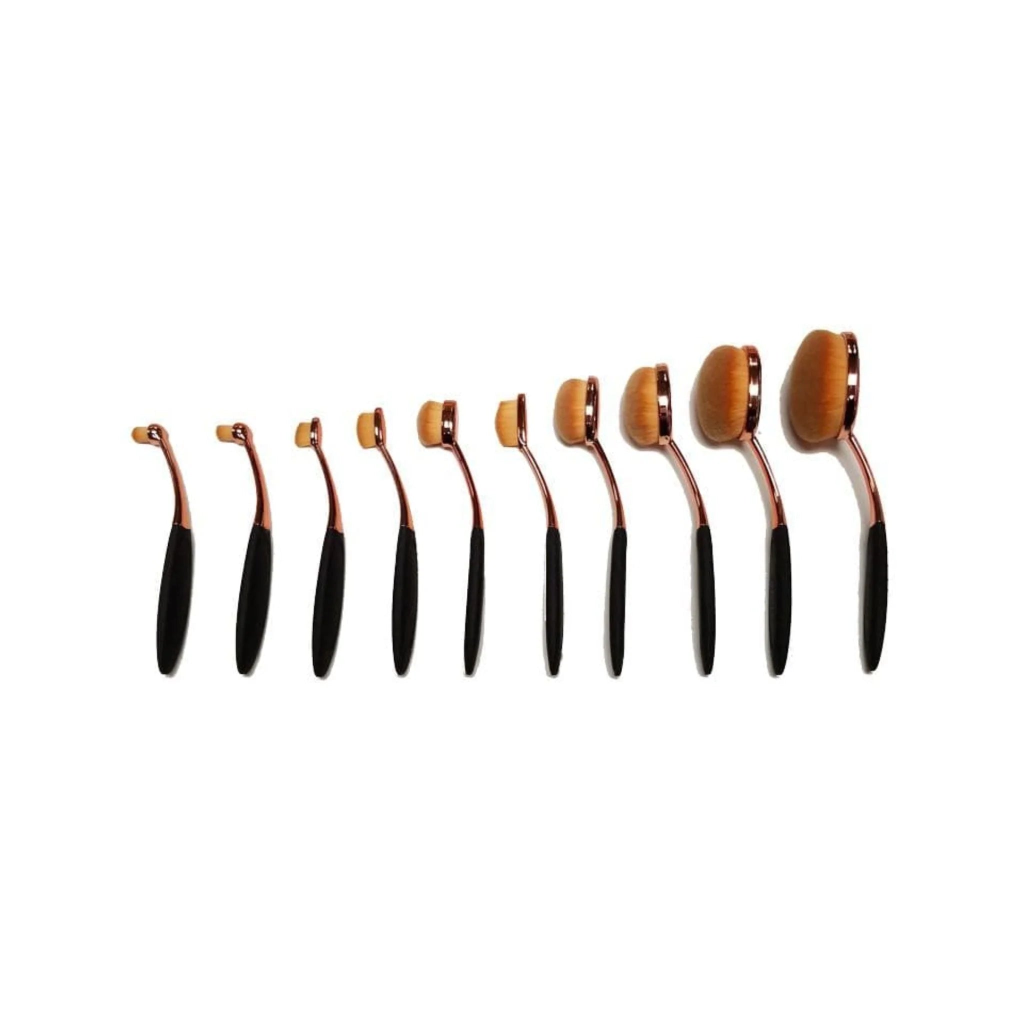 10-Piece Synthetic Oval Makeup Brush Set: Precision Beauty Tools