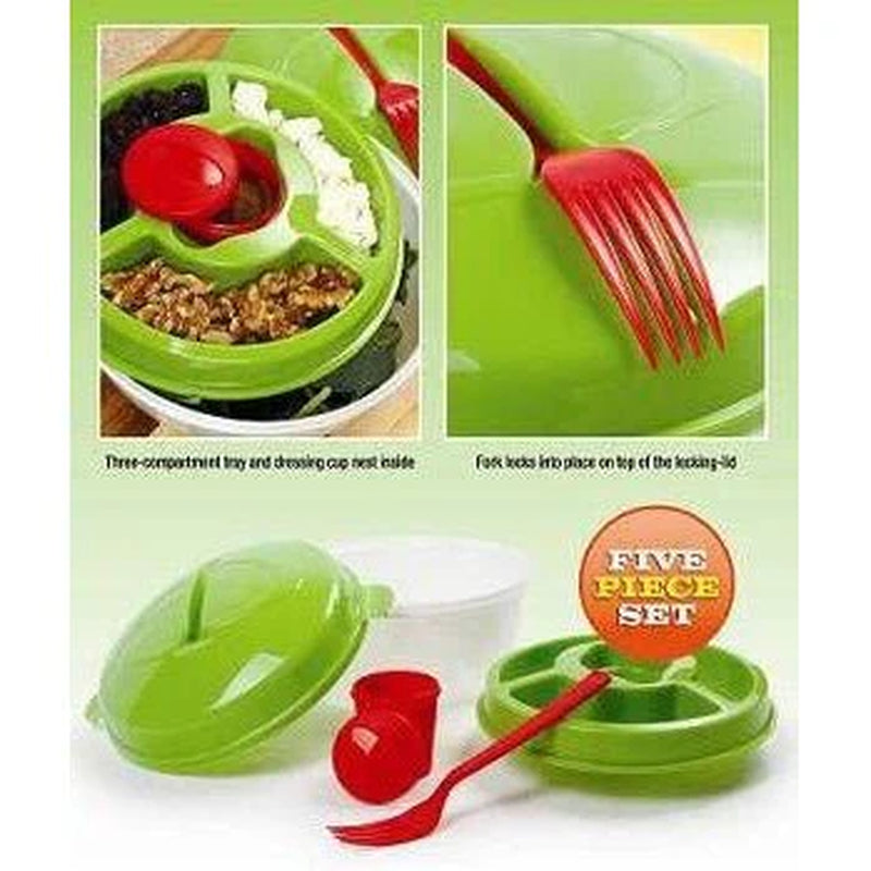 Chef'S Star Salad 2 Go Container with Attachable Fork - Locking Lid, Domed Lid, Freezer Safe