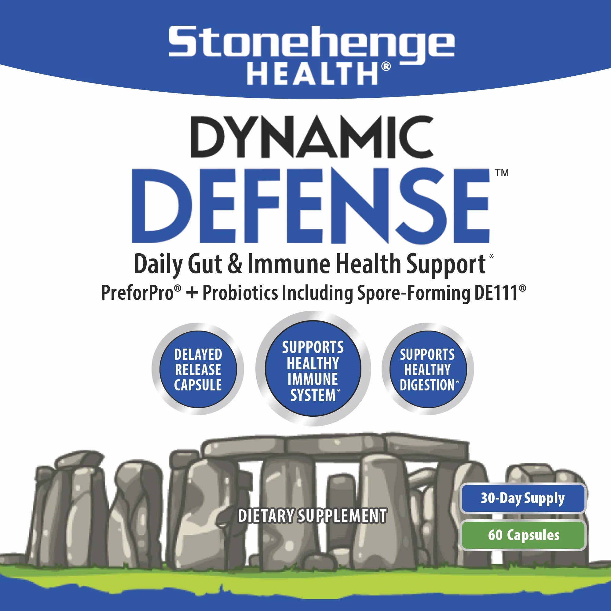 Dynamic Defense Probiotic Booster with Preforpro - Supports Healthy Gut & Immune System Health - Non-GMO, Gluten-Free Veggie Caps - 1 Month Supply per Bottle (1 Pack)