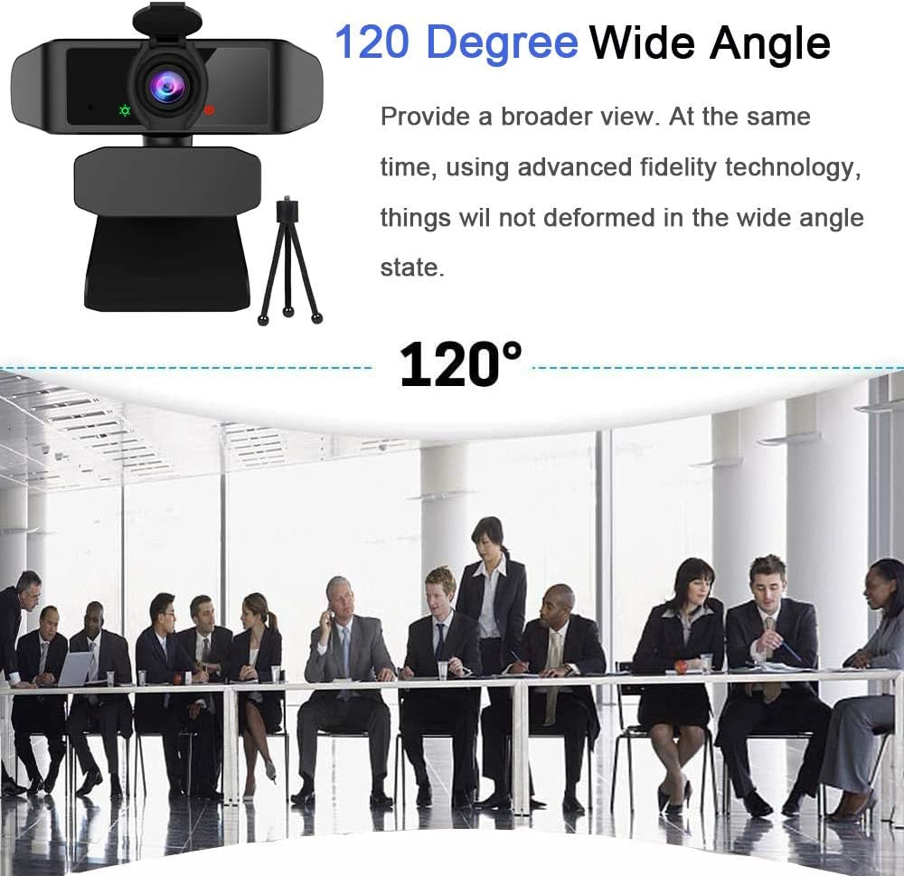 HD Webcam 1080P with Microphone, PC Laptop Desktop USB Webcams, Pro Streaming Computer Camera, 120-Degree Wide Angle Webcam