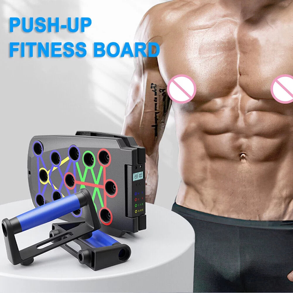 Portable Multi-Function Foldable 10-in-1 Push-Up Board with Timer - Professional Push-Up Strength Training Equipment for Floor Exercise