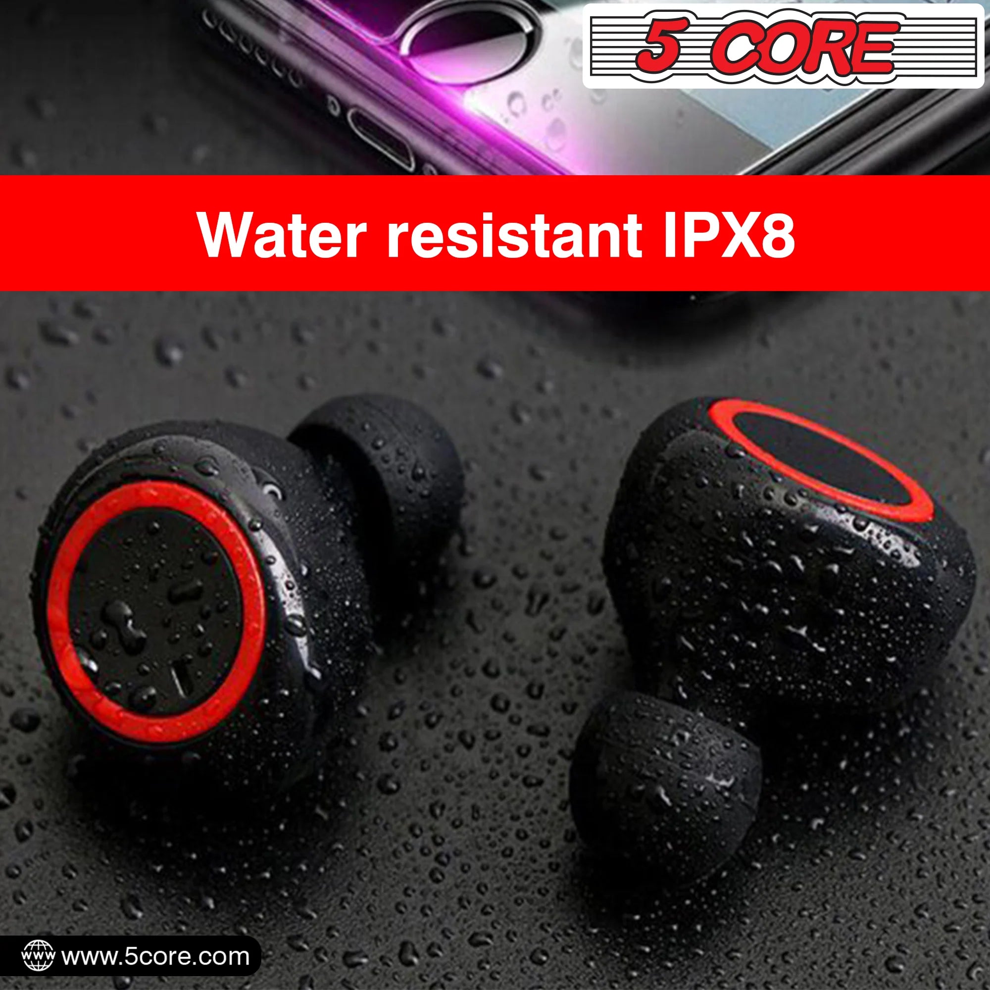 5Core Wireless Ear Buds Mini Bluetooth Noise Cancelling Earbud Headphones 32 Hours Playtime IPX8