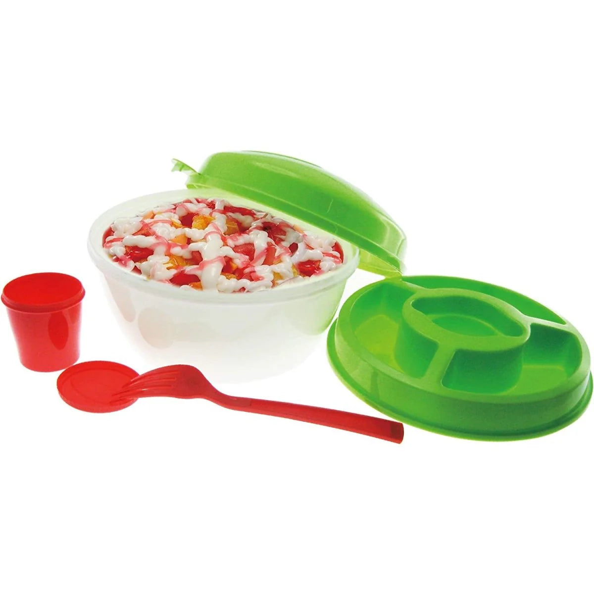 Chef'S Star Salad 2 Go Container with Attachable Fork - Locking Lid, Domed Lid, Freezer Safe